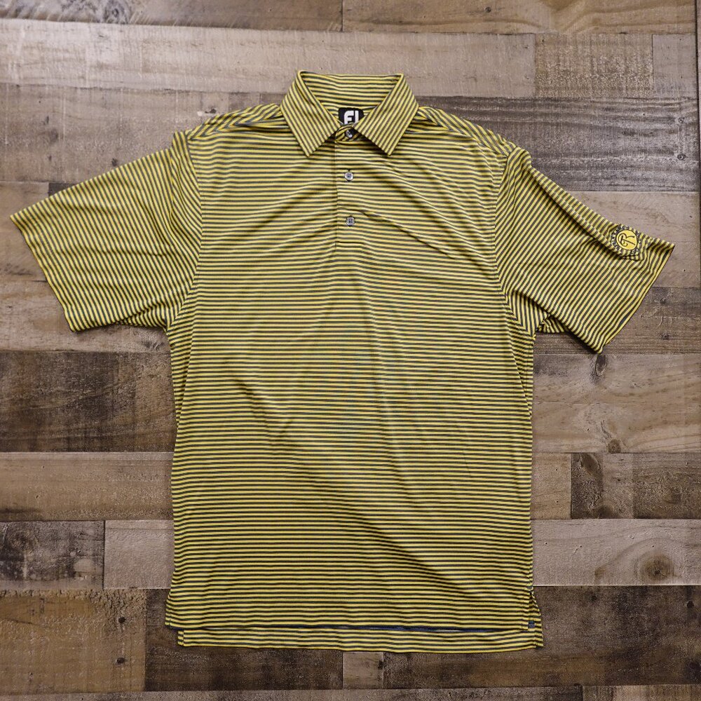 FootJoy Golf Performance Polo Men’s Small Yellow/Gray Stripe Rustin Ranch Club